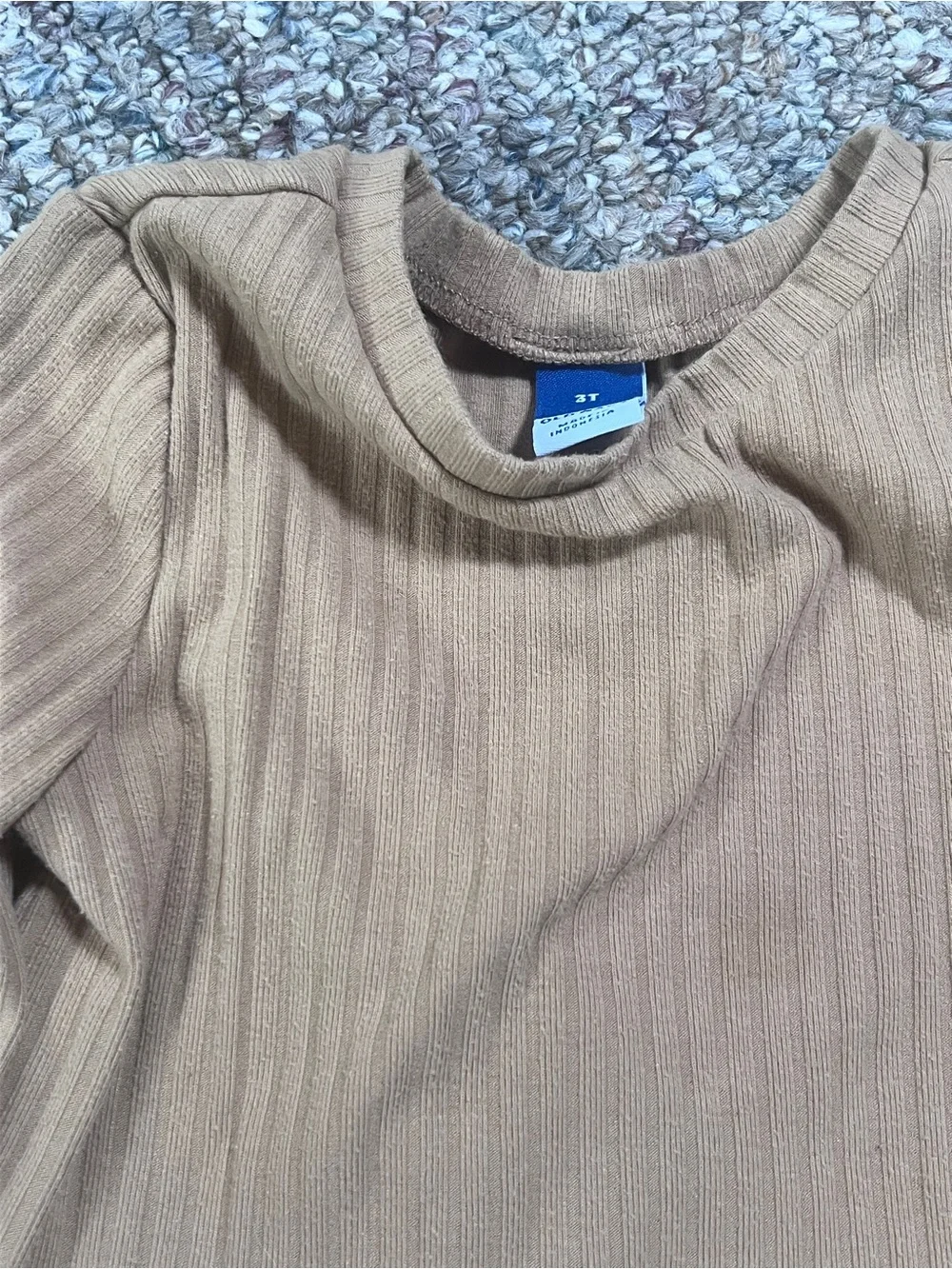 Old Navy Girls' Long Sleeve Ribbed Peplum Top - Brown